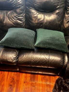 Luxury Corduroy Throw Pillow Pair - Deep Green